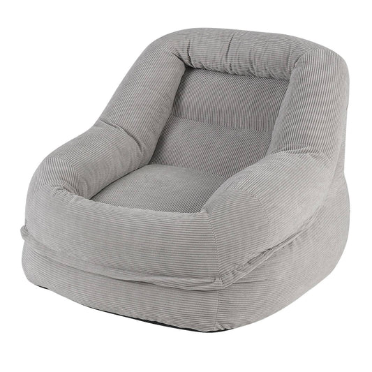 Boneless Floor Single Sofa Chair with Soft Stripe Corduroy Cover