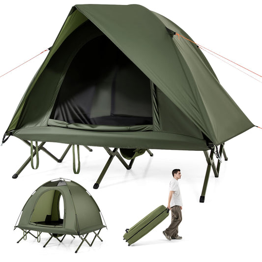 2-Person Camping Cot Tent Foldable Off-Ground Camping Combo for Adults