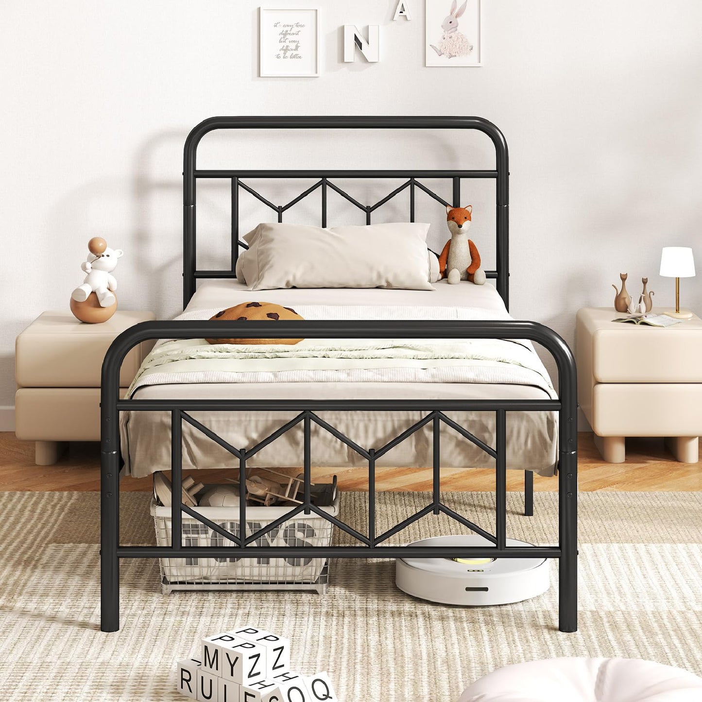 Giantex 3FT/4FT6/5FT Metal Platform Bed Base with High Headboard