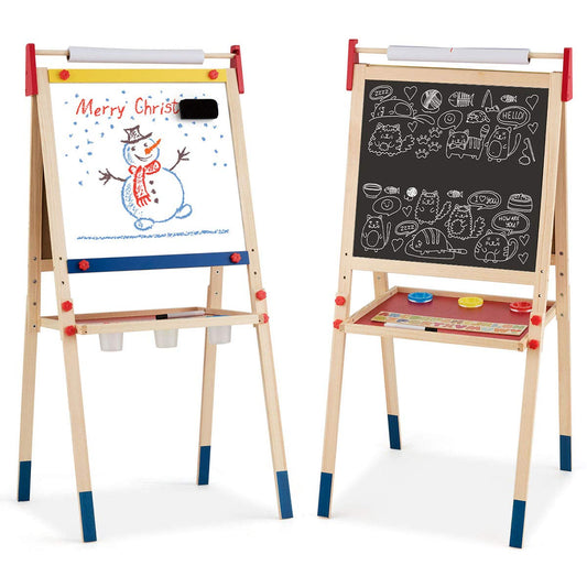 3 in 1 Wooden Kids Art Easel with Paper Roller