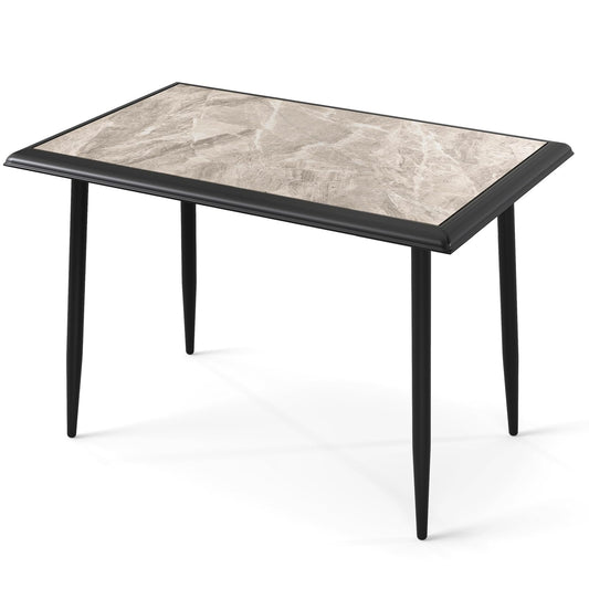 Giantex Dining Table 110 x 70cm Sintered Stone Rectangular Kitchen Tables with Faux Marble Tabletop
