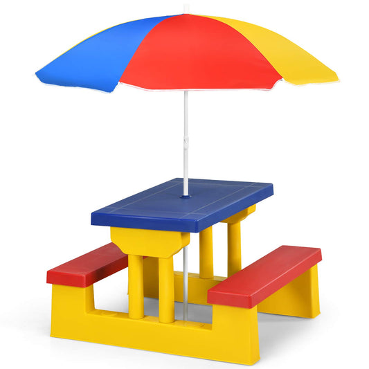 Kids Picnic Table with Removable Umbrella for Girls Boys