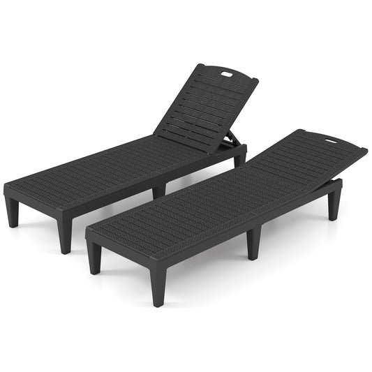 Chaise Lounge Chairs Set of 2 with 5-Position Adjustable Backrests