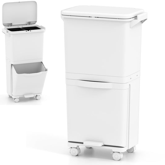 Trash Can with 2 Removable Bins and Tilting Compartment
