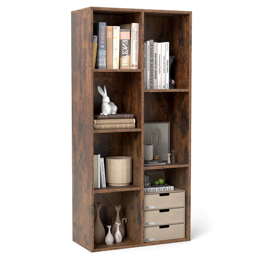 Vertical or Horizontal Freestanding Bookshelf with 7 Compartments