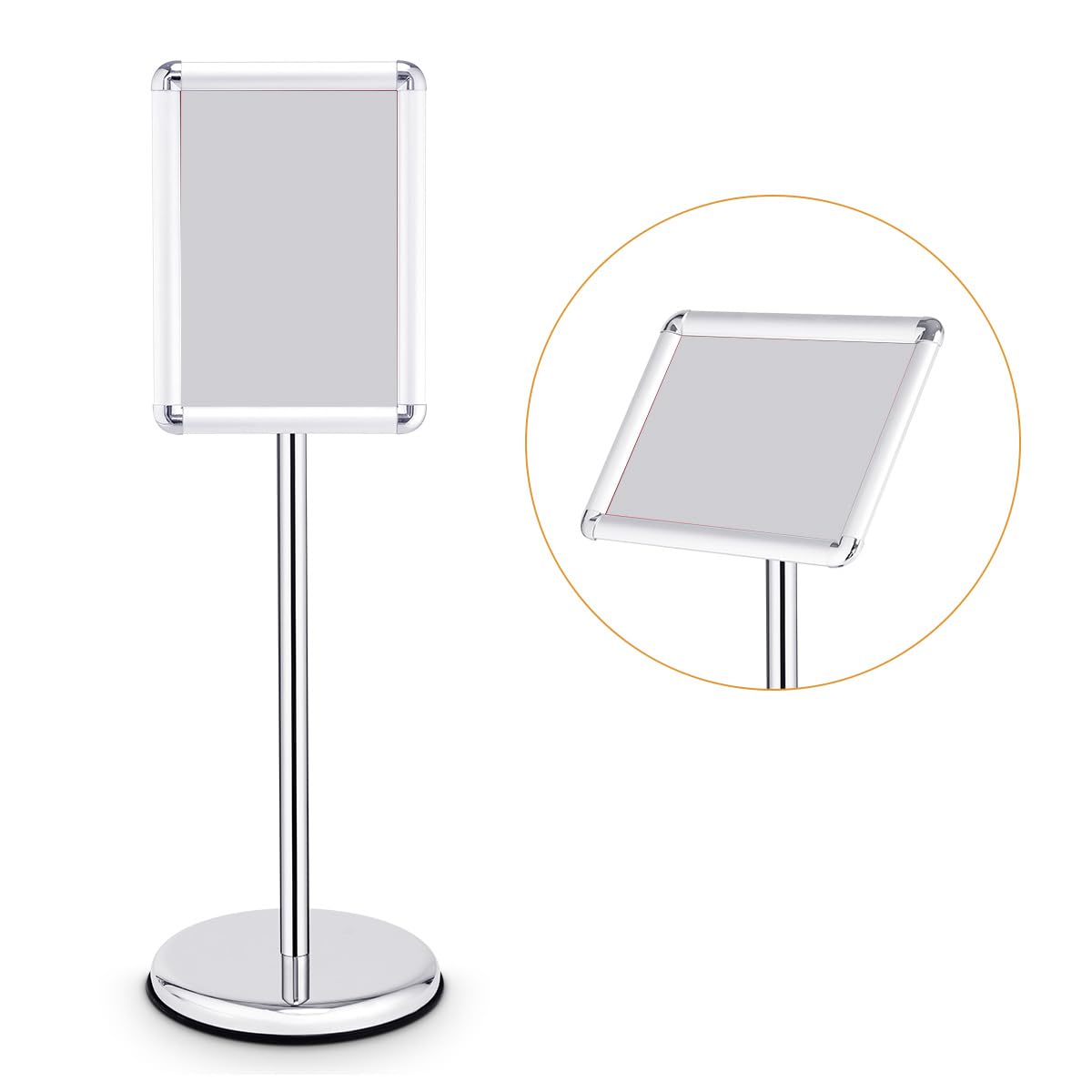 GiantexUK A4 Sign Stand, Adjustable Aluminum Alloy Poster Stand with Stable Round Base and Safety Corner