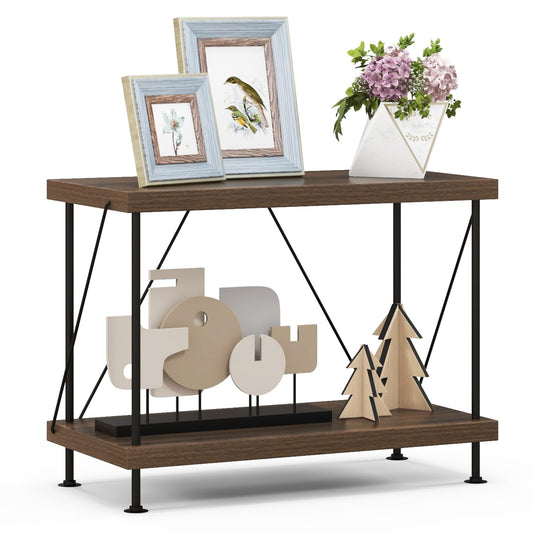 2-Tier Multipurpose Display Rack with Metal Frame for Living Room Home Office