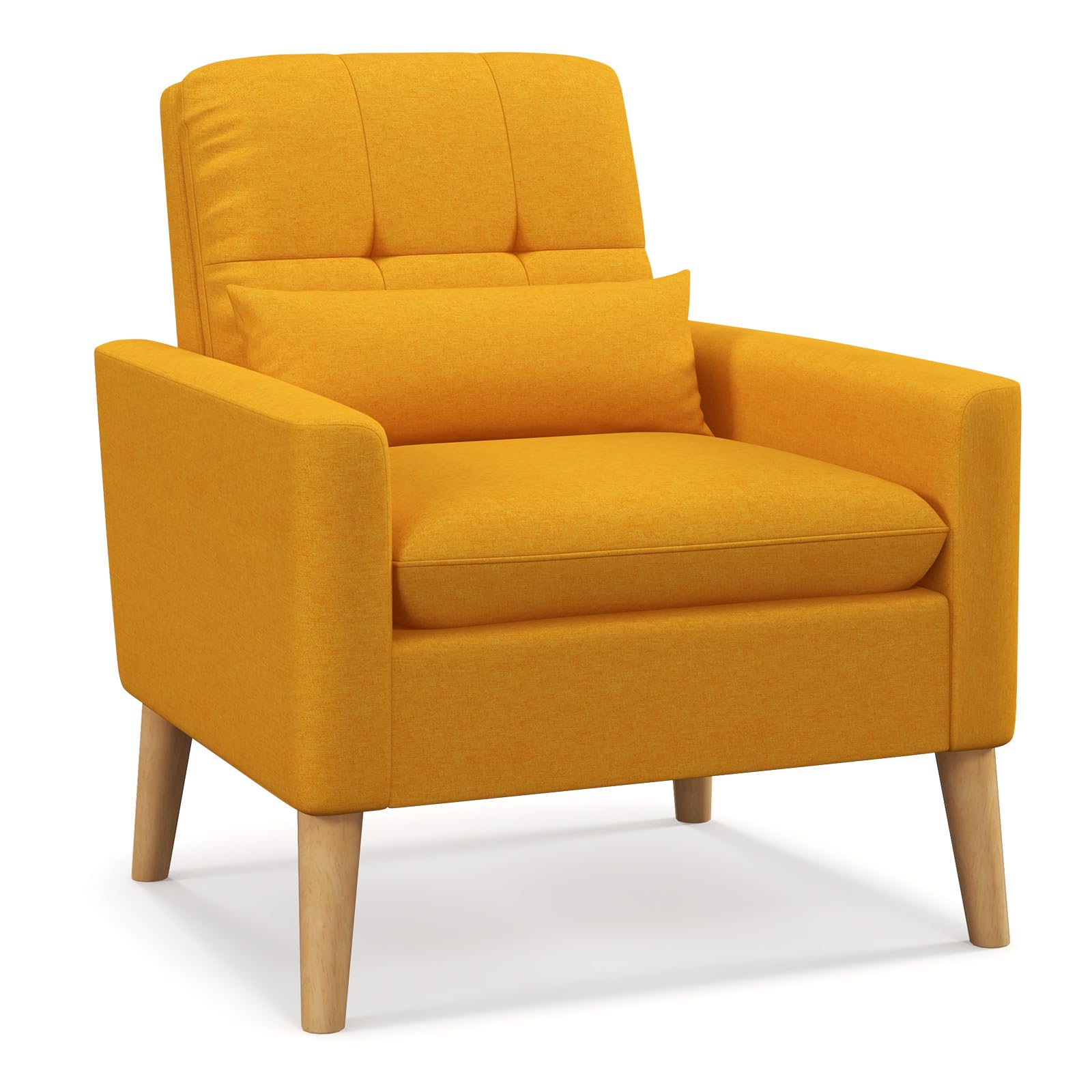 Mid-century Modern Accent Chair with Lumbar Pillow – GiantexUK