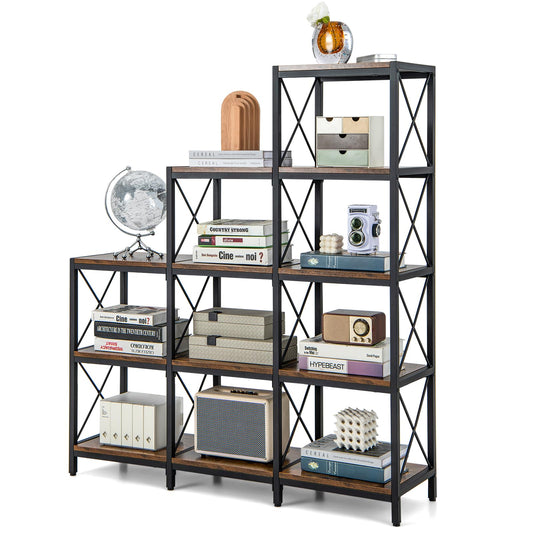 5-Tier Bookshelf with Carbon Steel Frame and Anti-Tipping Kits