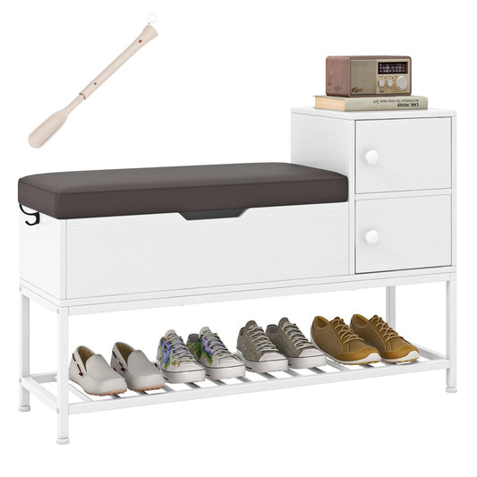 Entryway Shoe Storage Bench Cabinet Shoes Organizer Unit