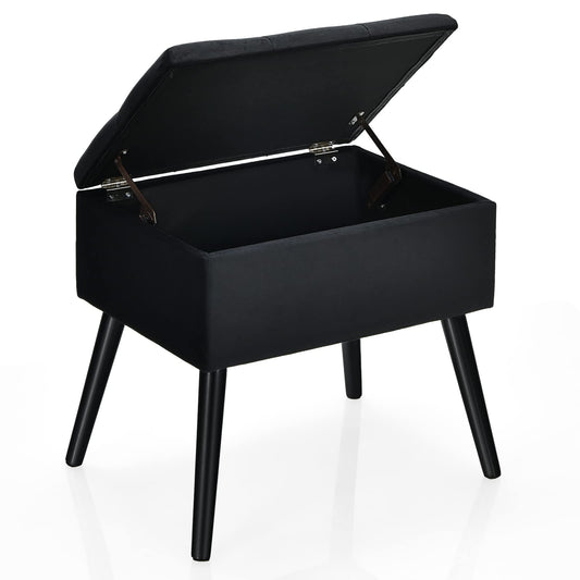 Modern Upholstered Flip Top Velvet Storage Ottoman Footrest