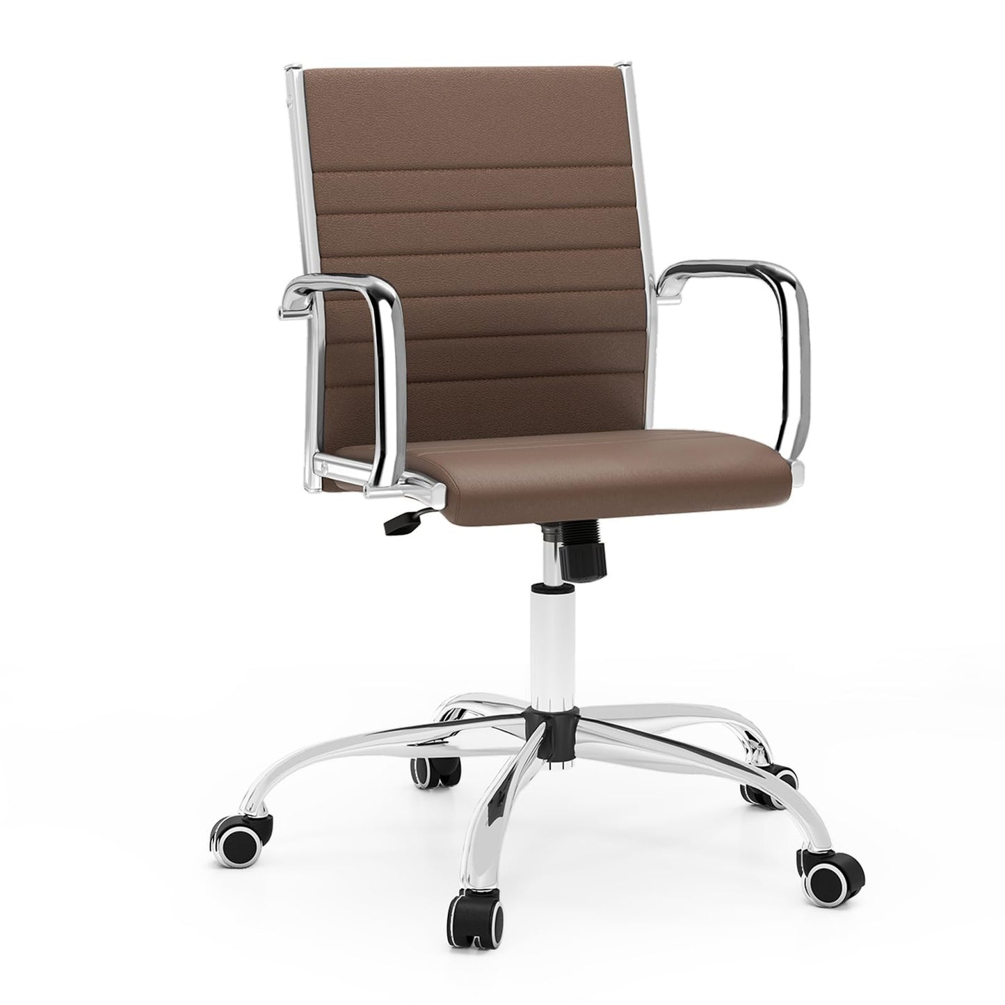 Executive Office Chair, Ergonomic High Back PU Leather Swivel Computer Desk Chair with Chrome Arms