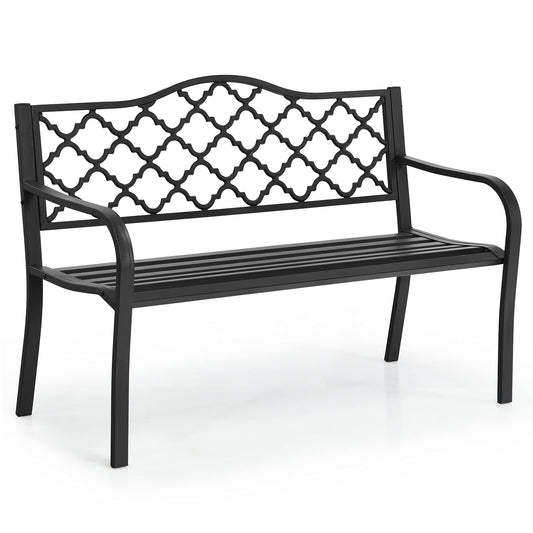 128 x 60 x 87 cm Outdoor Metal Frame Loveseat Park Bench