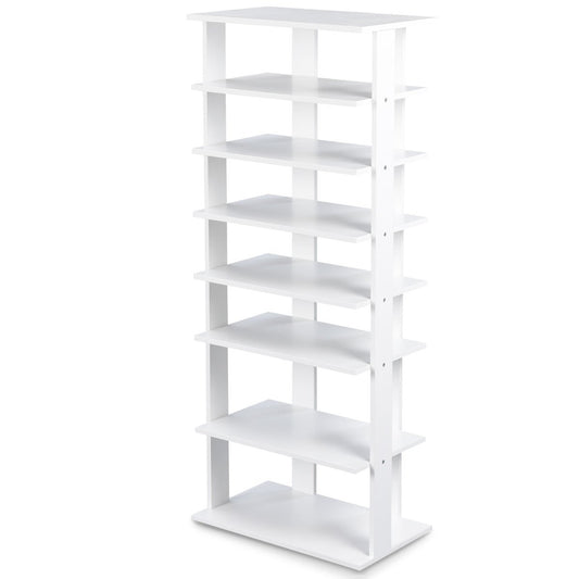 Extra Wide Wooden Vertical Shoe Rack with 7 Shelves