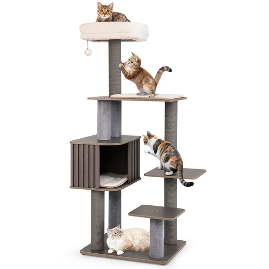 Multi-level Cat Tree for Indoor Cat with Cushion Top Perch