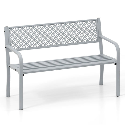 2 Person Heavy Duty Metal Frame Loveseat Park Bench