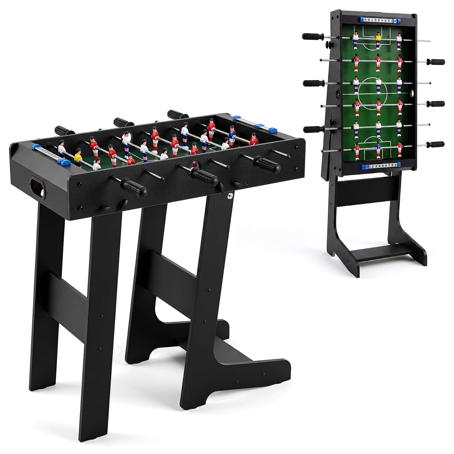 Free Standing Folding Foosball Soccer Game with 2 Mini Footballs