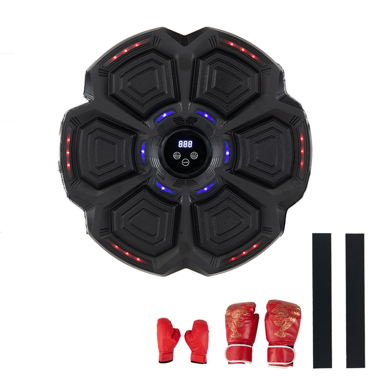 Music Boxing Machine, Wall Mounted Electronic Boxing Target with Gloves, LED Light Targets