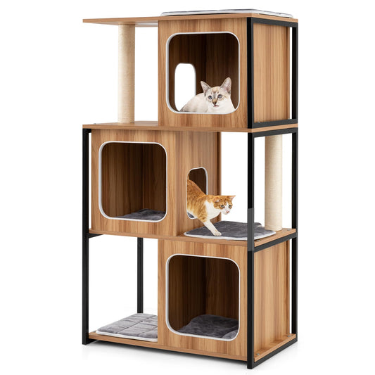 133cm Multi-level Cats Climbing Tower with Scratching Posts
