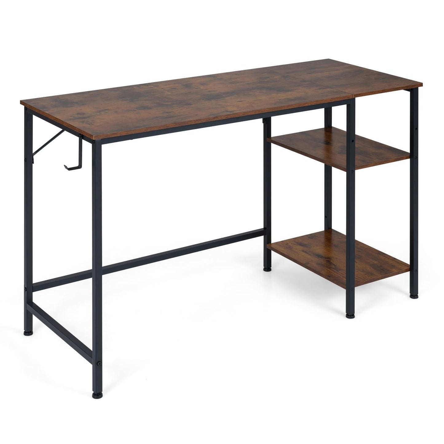 120 cm Reversible Home Office Desk with Headphone Hook and Shelves