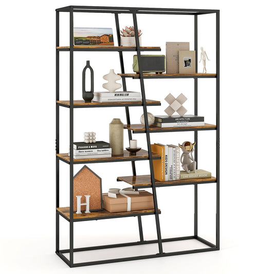 7 Tier Industrial Etagere Bookcase with Heavy duty Metal Frame