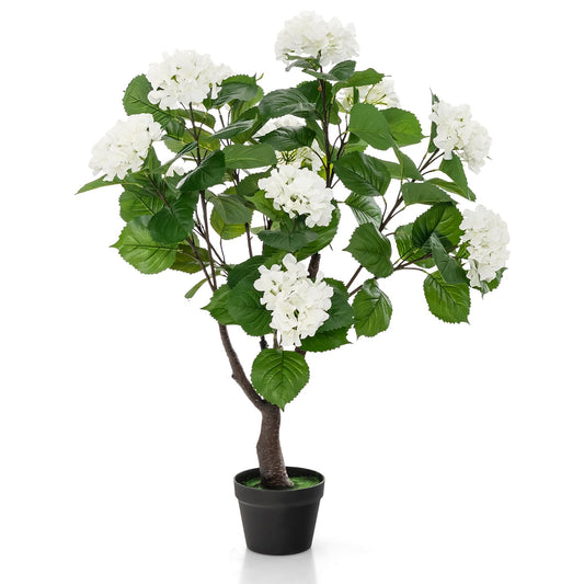 Artificial Hydrangea Tree with 11 White Flowers