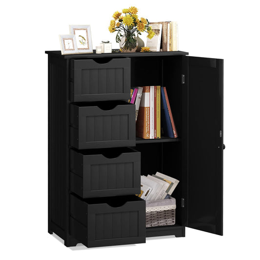 Freestanding Storage Cupboard with Adjustable Shelf and Drawers