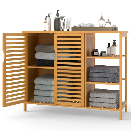 2-Door Bamboo Bathroom Cabinet with Shelves