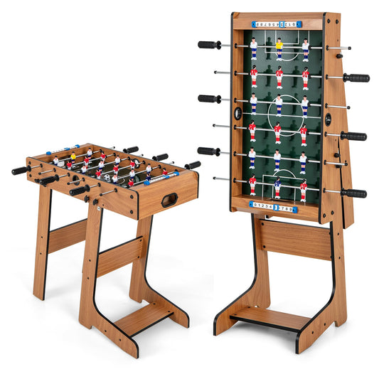 Free Standing Folding Foosball Soccer Game with 2 Mini Footballs