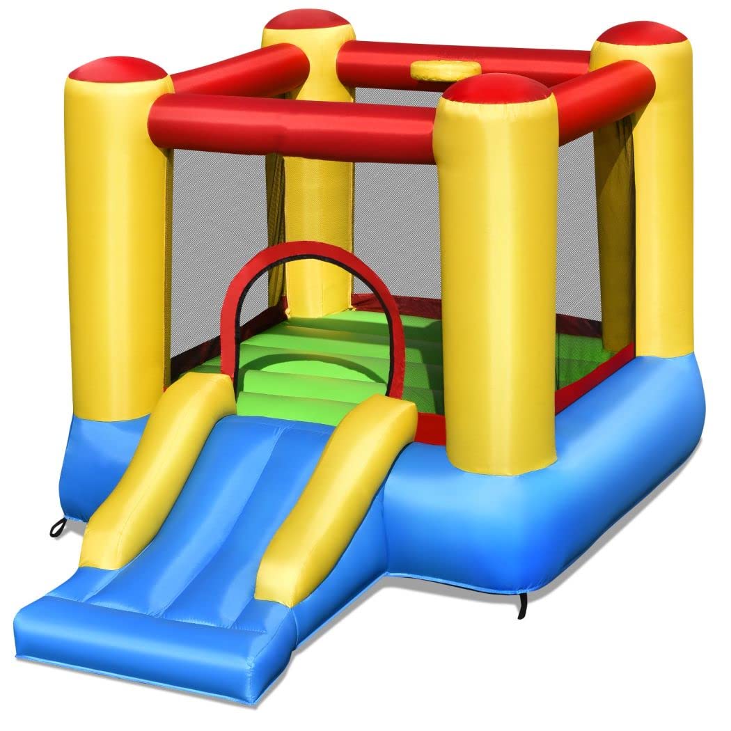 Inflatable Bounce House with Slide and Carrying Bag without Blower