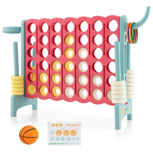 Upgraded 4 to Score Game Set with Basketball Hoop and Toss Ring for Kids and Adults