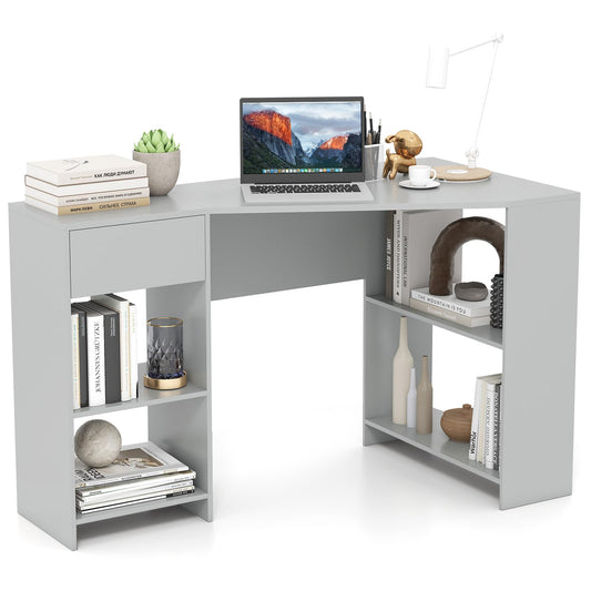L-Shaped Computer Desk with Storage and Open Shelves for Living Room Bedroom