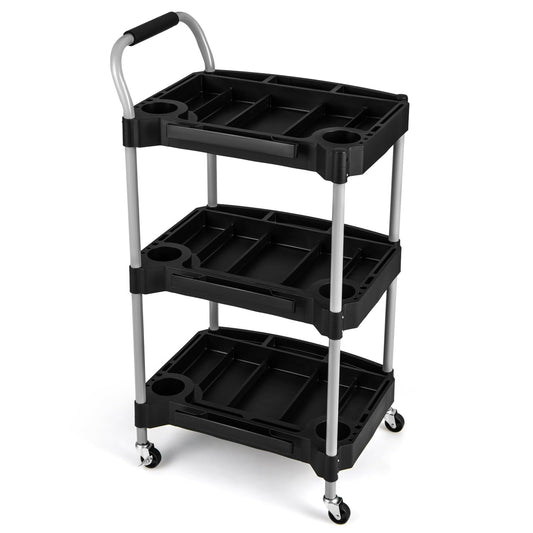 Large Capacity Utility Cart with Multiple Divider, Sponged Handle and Swivel Wheel