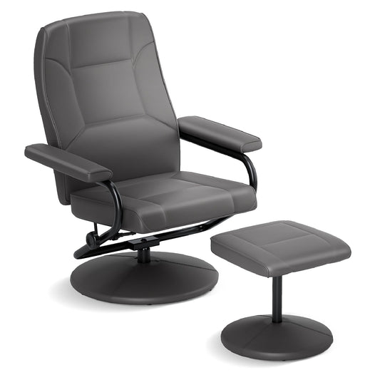 360° Swivel Reclining Chair with Ottoman and Adjustable Backrest