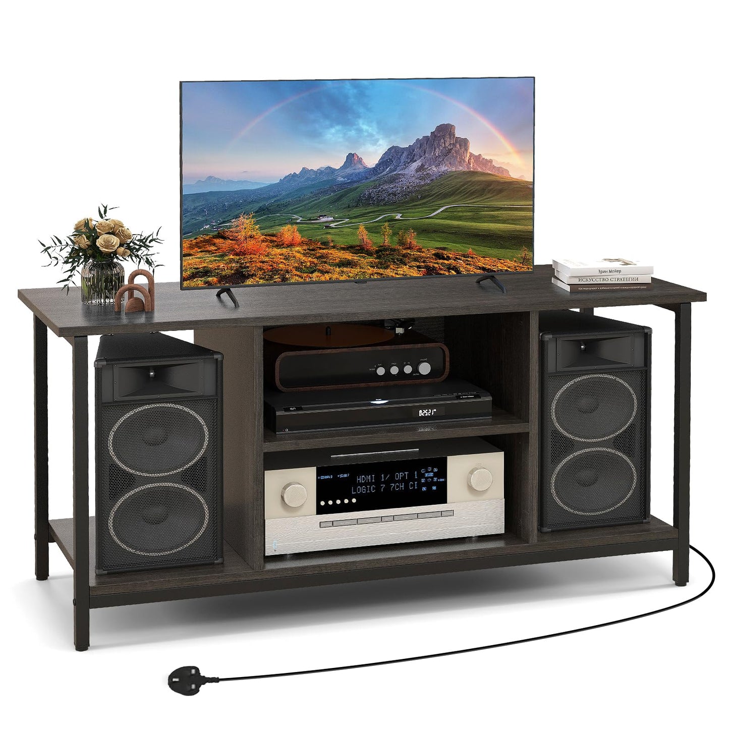 TV Stand Cabinet for 50 Inch TVs, with Power Outlets