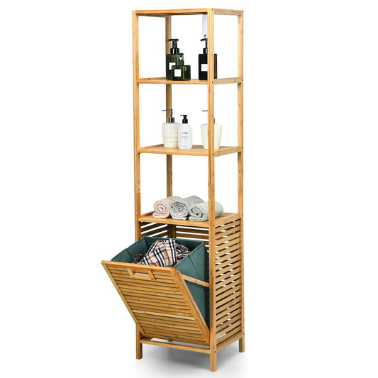 Bathroom Tilt-out Laundry Hamper Organizer with 3-Tier Storage Shelves
