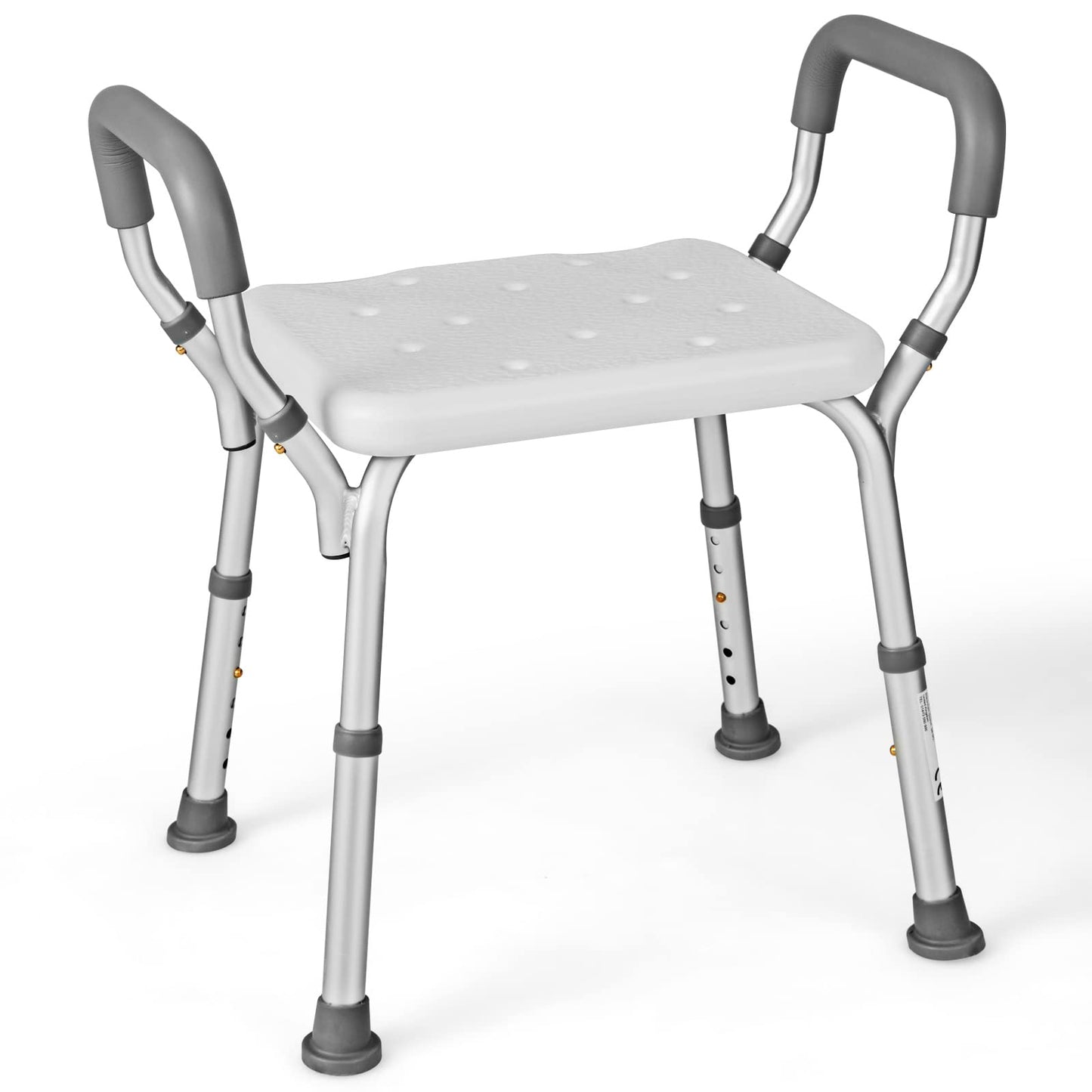 6 Positions Adjustable Bathtub Shower Stool with Detachable Handrails