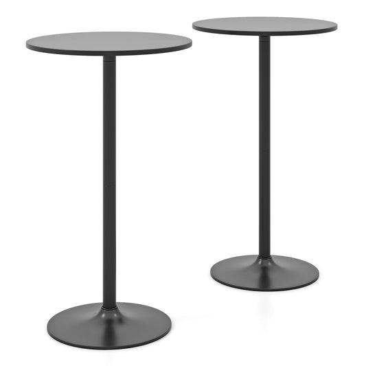 2-in-1 Bar Table Set of 2 with Detachable Pole & Metal Base