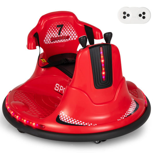 360 Spin Kids Bumper Car 12V Battery Powered Ride On Toy with Remote Control Dual Joysticks