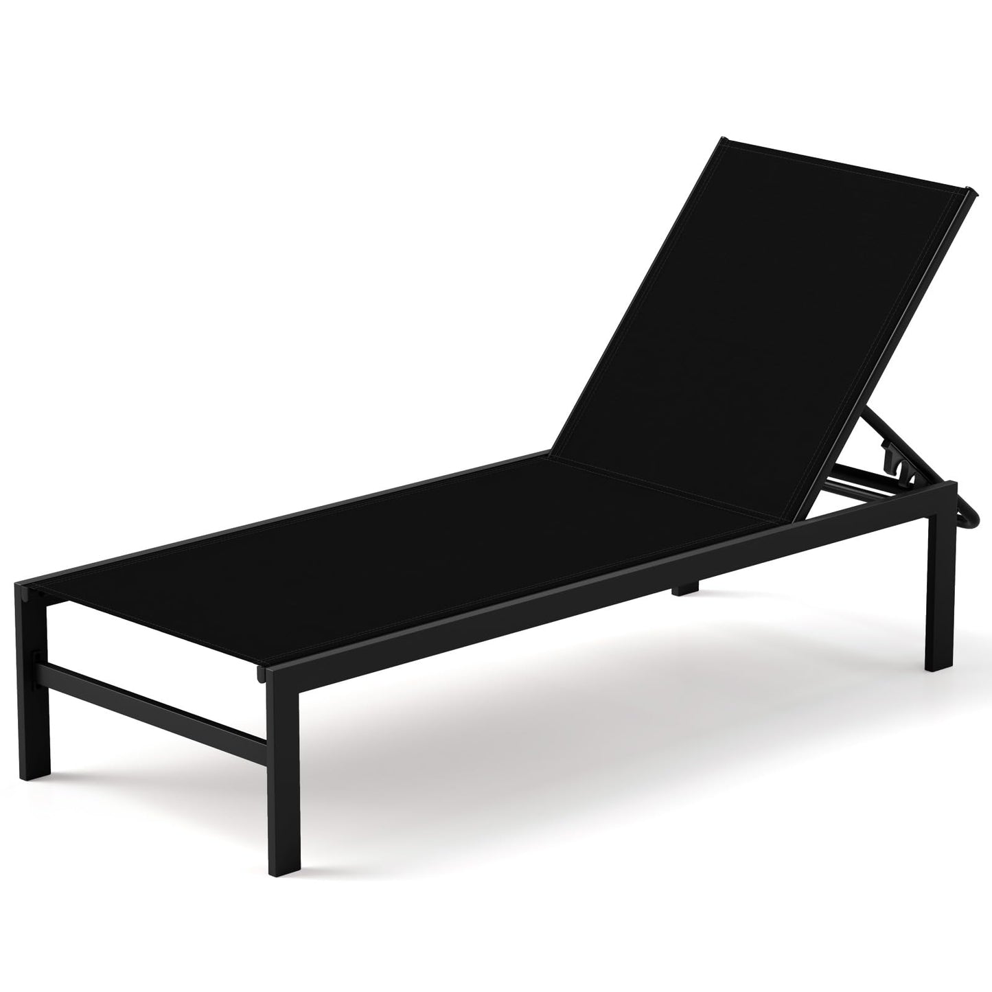 6-Level Adjustable Patio Chaise Lounge Recliner Flat Deck Sunbed