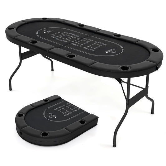 182cm Folding Casino Leisure Card Board Game Tables with Metal Cup Holders