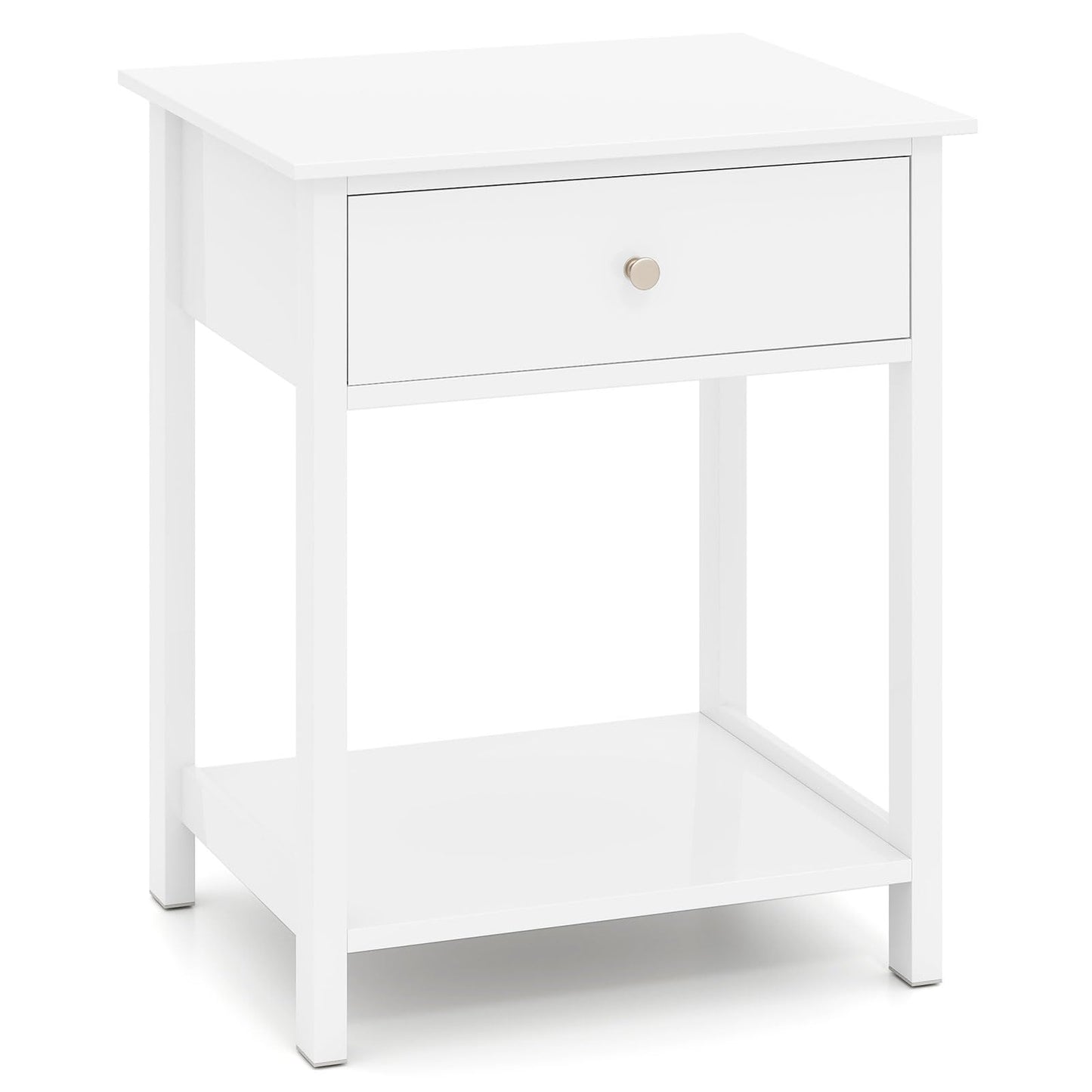 1/2 Pieces Wooden Nightstand with Drawer and Storage Shelf