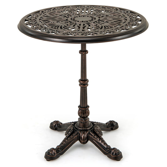 Cast Aluminum Patio Bistro Table with Hollow Top & Cross Base