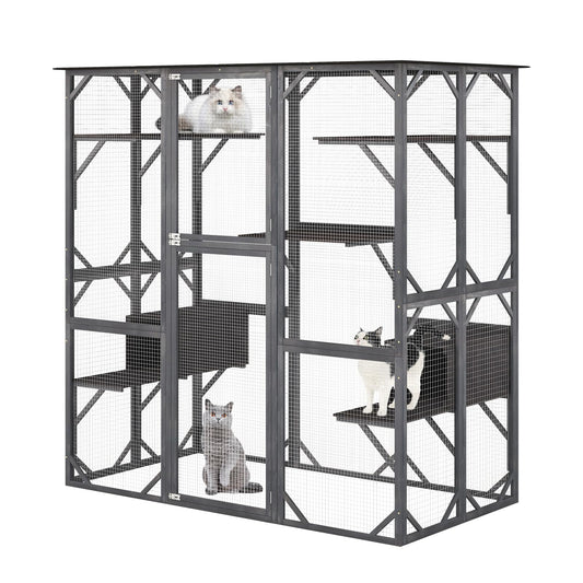 Large Outdoor Cat House with 7 Jumping Platforms