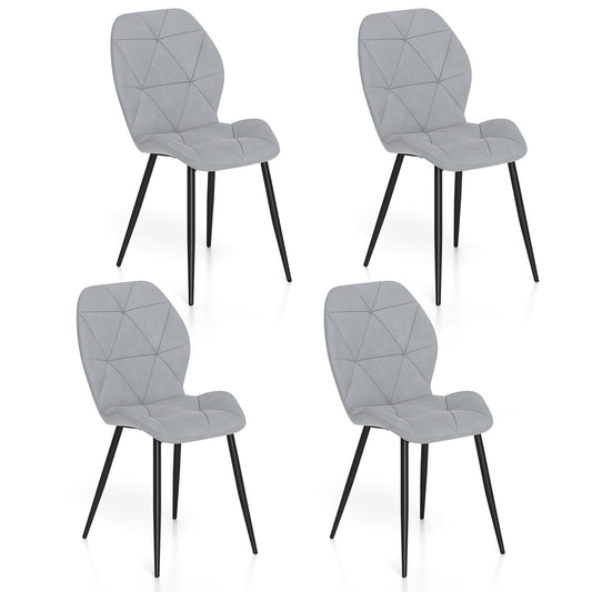 Upholstered Dining Chair Set of 4 with Ergonomic Backrest and Curved Seat