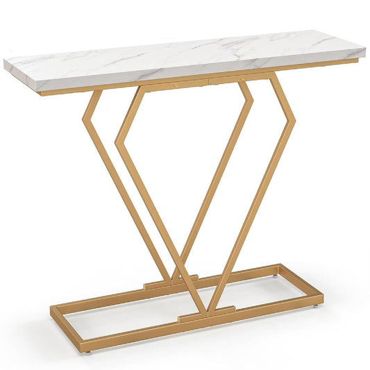 100 cm Gold Console Table with Diamond Shape Geometric Frame