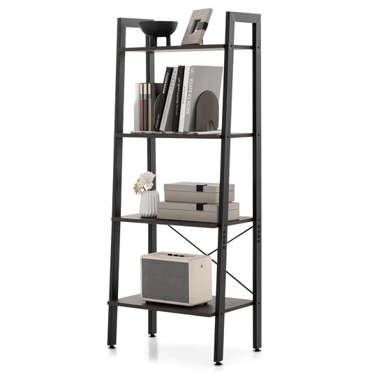 4-Tier Bookshelf with Metal Frame