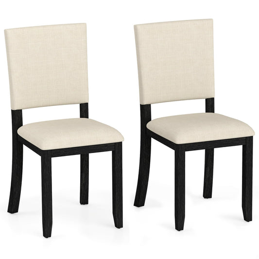Upholstered Dining Chairs Set of 2 with Soft Padded Seat and Solid Wood Frame