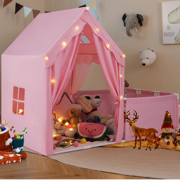 2-in-1 Kids Play Tent with Playpen and Washable Cotton Mat