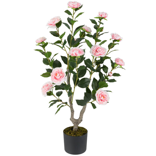 90CM Artificial Camellia Tree Faux Flower Plant in Nursery Pot